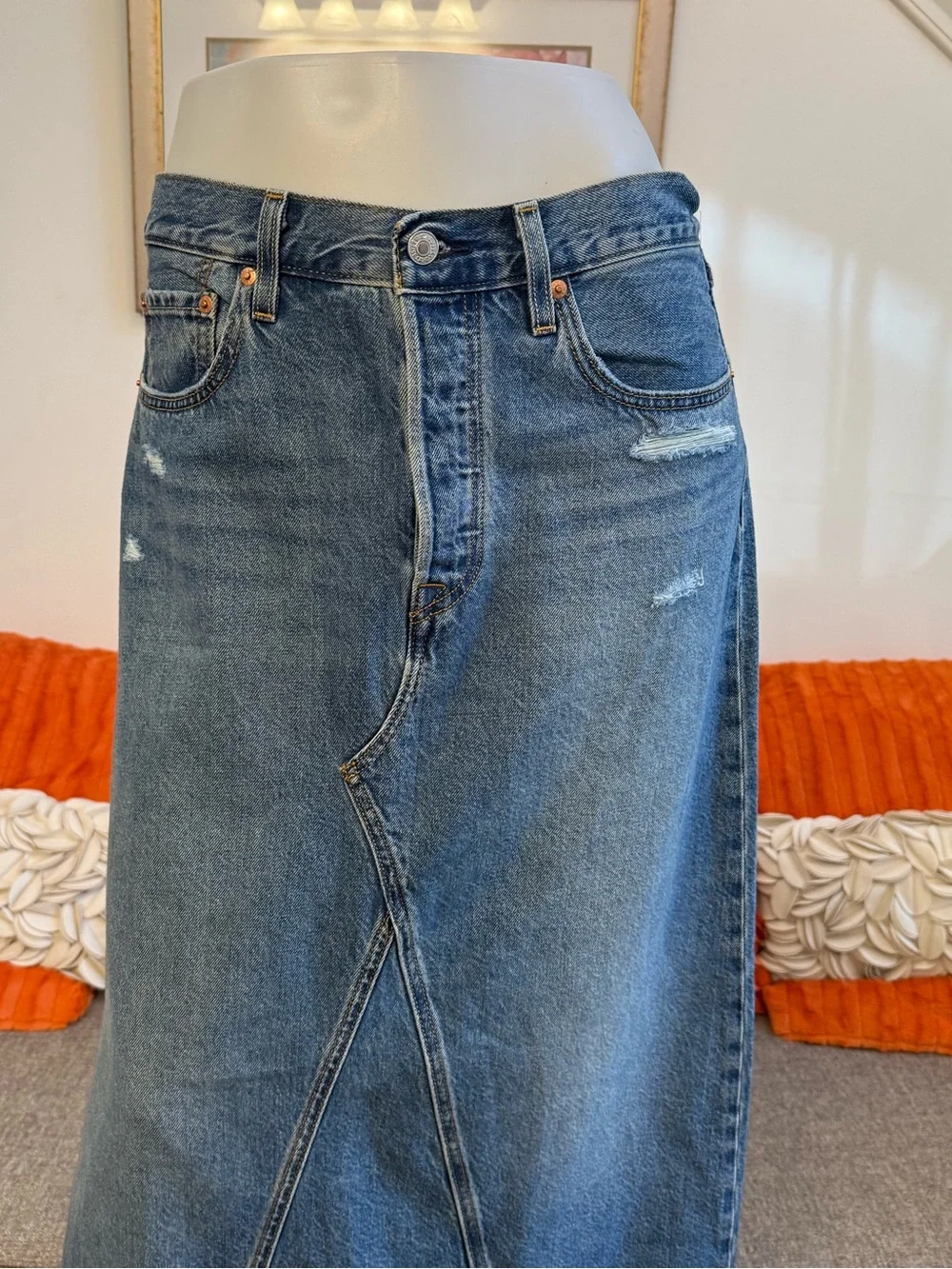 ❣️🆕Levi's Cotton Iconic Side-Slit Maxi Denim Skirt❣️